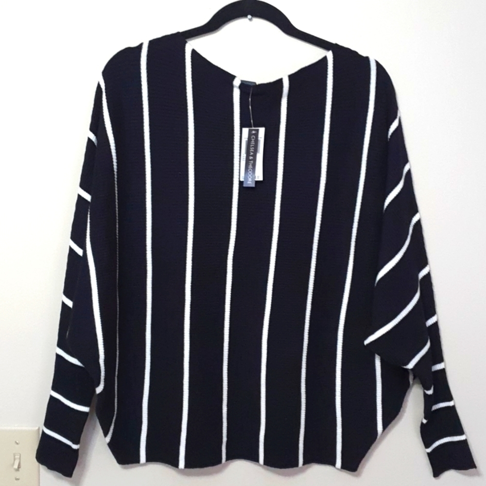 NWT Chelsea and Theodore Dolman Striped Pullover Sweater